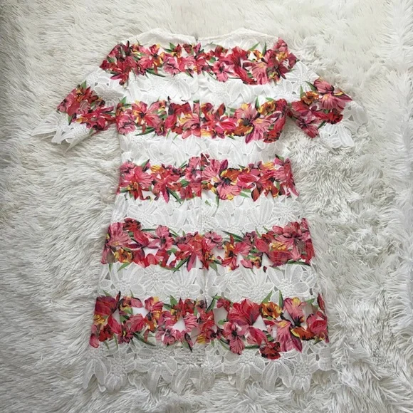 Red Dress Boutique White & Pink Floral Lace Dress - Picture 2 of 3